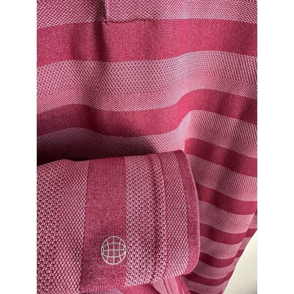 Adidas Polo Shirt Men's 2XL Dark Red Striped Golf Performance Short Sleeve Logo - Picture 5 of 7